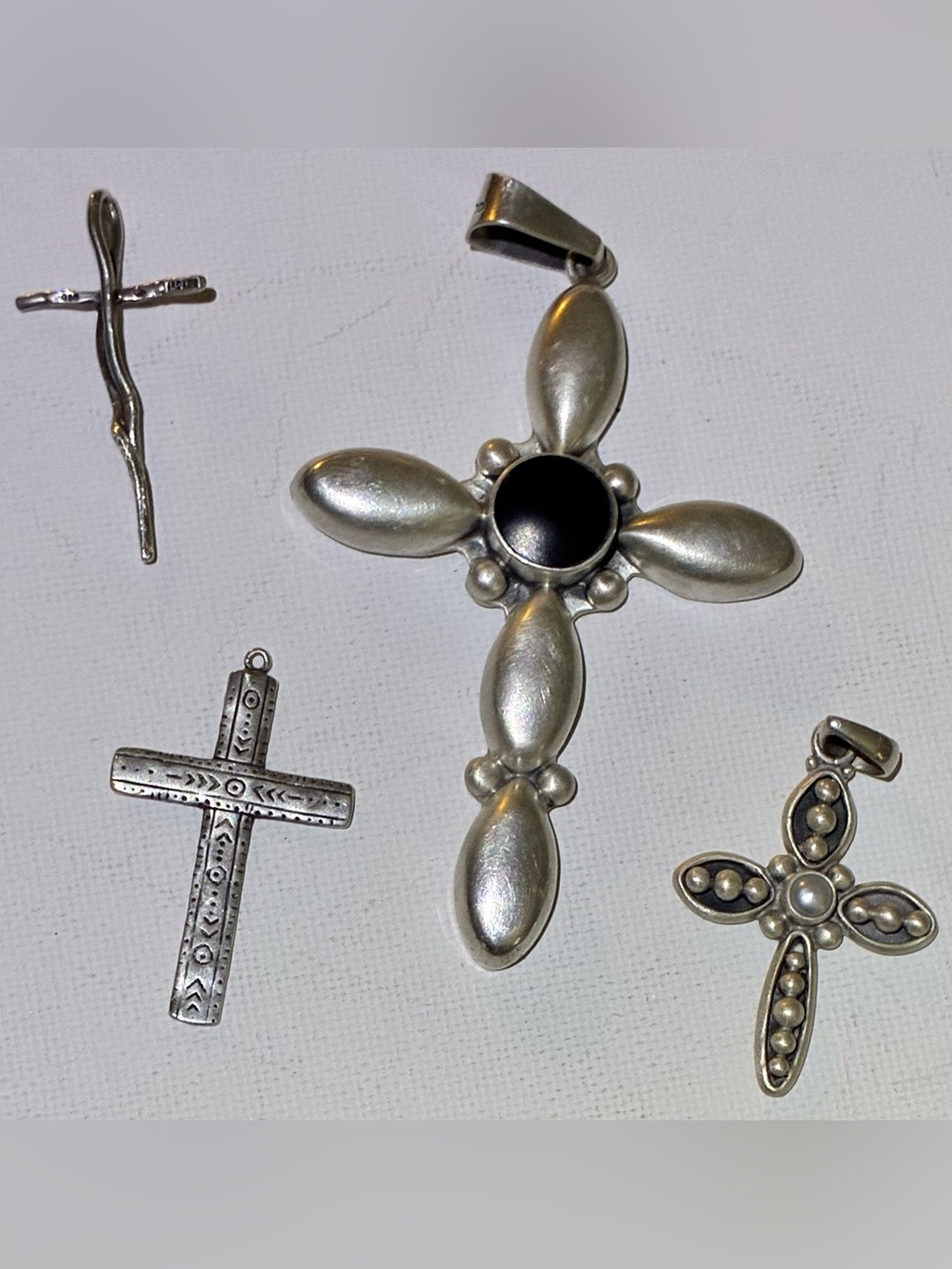 Sterling-Silver Cross Pendant Collection (4) Silpada, vintage Mexican, southwest